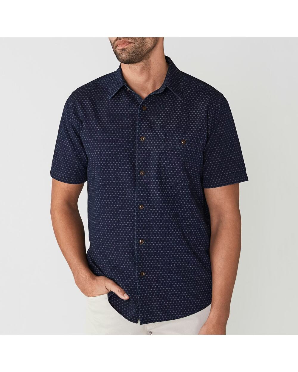 Faherty Coast Shirt Indio Fleck Short Sleeve Button Up Size Medium